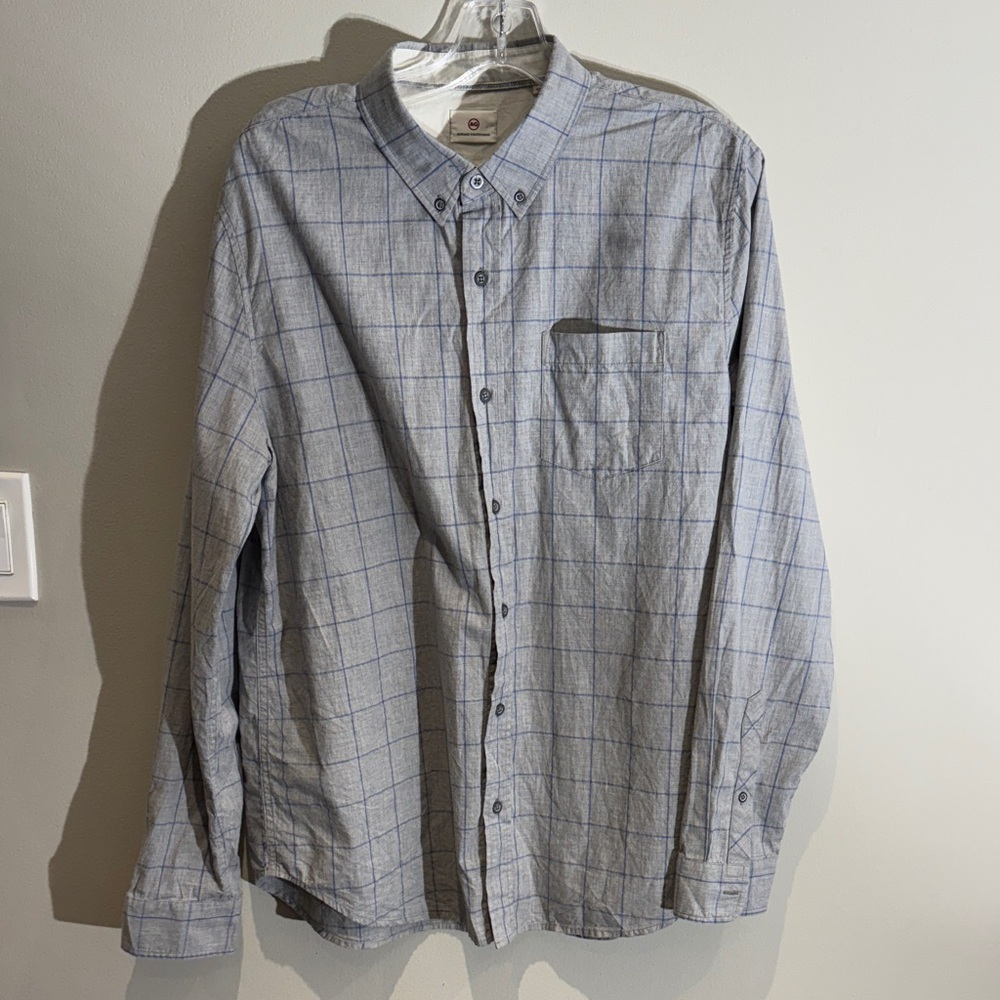 Ag Adriano Goldschmied Blue and Gray Plaid Shirt